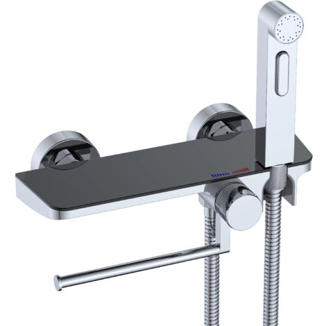 Design WC/Bidet Handbrause mit Ablage und Rollenhalter Komplett Set mit Mischer Aufputz