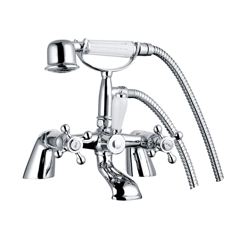 Designer Bath & Shower Bathroom Tap Solid Brass Chrome-White Finish Turn Lever Action