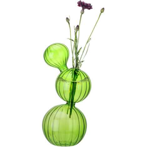 Designer-Glasvase für kleine Blumen und Kakteen, Maße 15 cm x 14 cm x 12 cm – Grün