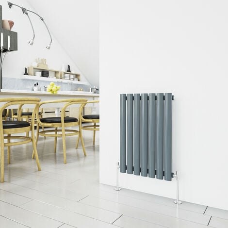 AICA SANITAIRE Designer Oval Column Radiator Horizontal 600 x 413 mm HxW Single Anthracite Central Heating Rads