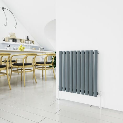 AICA SANITAIRE Designer Oval Column Radiator Horizontal 600 x 590 mm HxW Single Anthracite Central Heating Rads