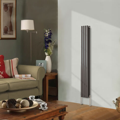 Designer Radiator 1600x236mm Double Oval Column Vertical Anthracite
