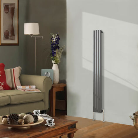 Designer Radiator 1600x236mm Single Oval Column Vertical Anthracite