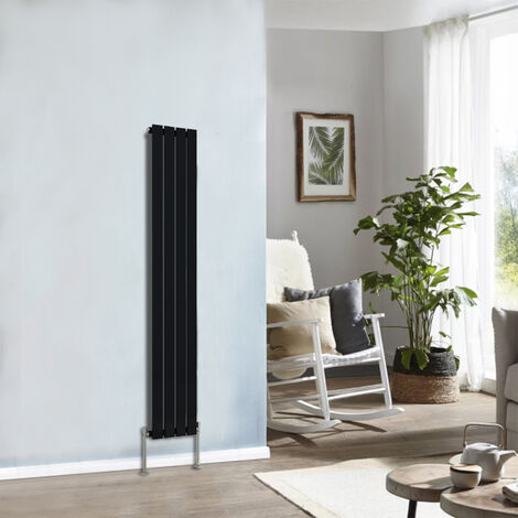 Designer Radiator 1600x272mm Single Flat Panel Vertical Black