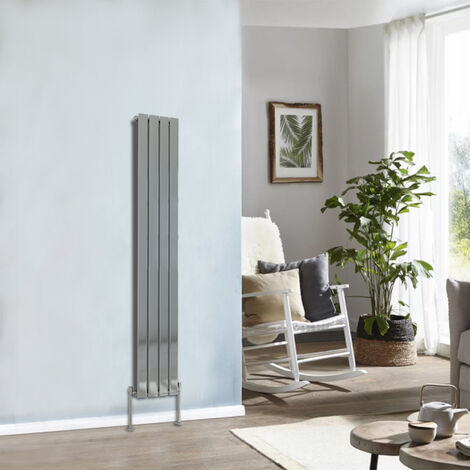 Designer Radiator 1600x272mm Single Flat Panel Vertical Chrome