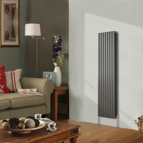 Designer Radiator 1600x472mm Double Oval Column Vertical Anthracite