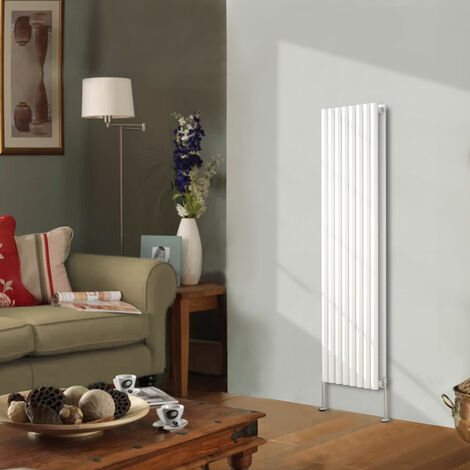 Designer Radiator 1600x472mm Double Oval Column Vertical White