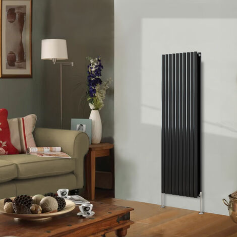 Designer Radiator 1600x590mm Double Oval Column Vertical Black