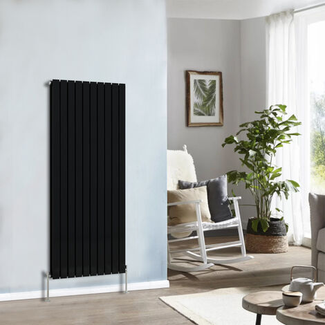 Designer Radiator 1600x680mm Double Flat Panel Vertical Black