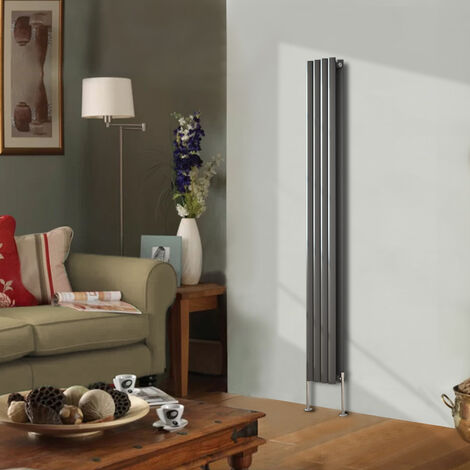 Designer Radiator 1800x236mm Double Oval Column Vertical Anthracite