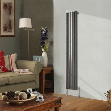 Designer Radiator 1800x354mm Single Oval Column Vertical Anthracite
