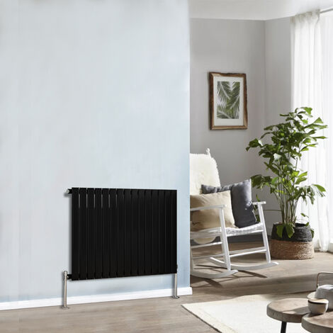 Designer Radiator 600x1020mm Single Flat Panel Horizontal Black
