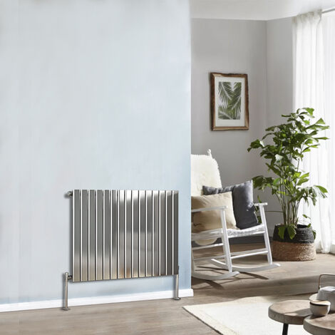 Designer Radiator 600x1020mm Single Flat Panel Horizontal Chrome