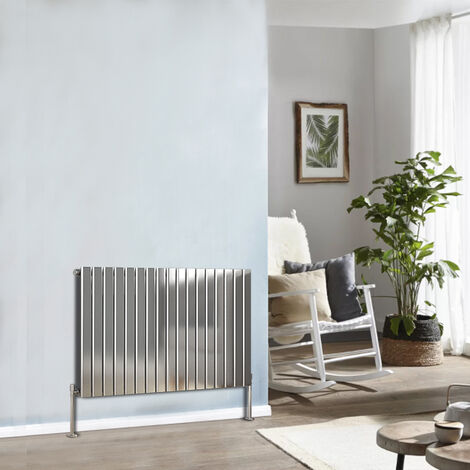 Designer Radiator 600x1156mm Single Flat Panel Horizontal Chrome