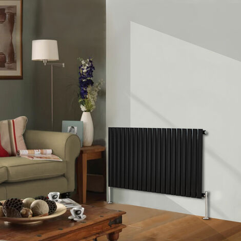 Designer Radiator 600x1180mm Single Oval Column Horizontal Black