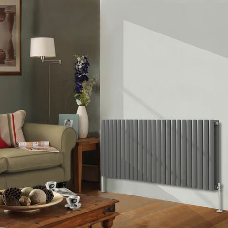 Designer Radiator 600x1416mm Double Oval Column Horizontal Anthracite