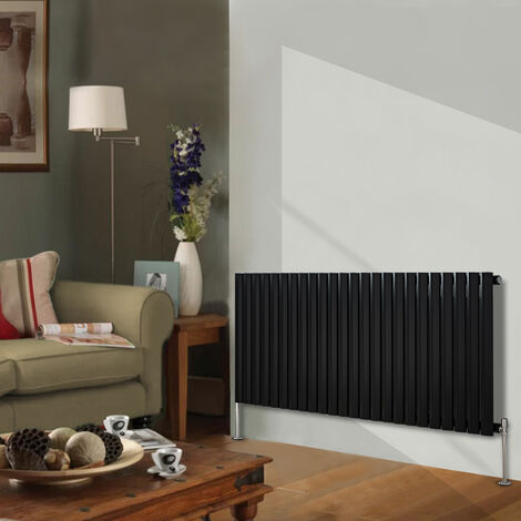 Designer Radiator 600x1416mm Single Oval Column Horizontal Black