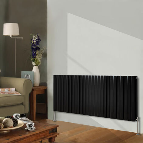 Designer Radiator 600x1593mm Double Oval Column Horizontal Black