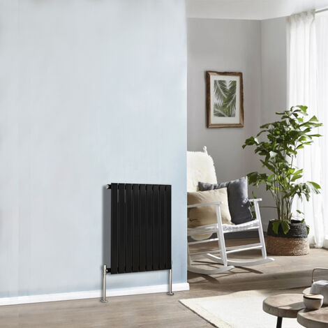 Designer Radiator 600x612mm Single Flat Panel Horizontal Black
