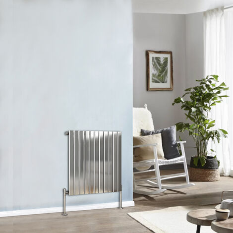 Designer Radiator 600x748mm Single Flat Panel Horizontal Chrome