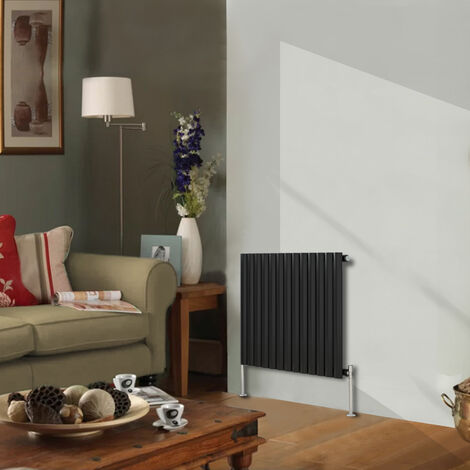 Designer Radiator 600x767mm Single Oval Column Horizontal Black