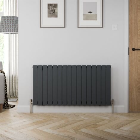 GALIFLO Anthracite Flat Panel Radiator Single Double Horizontal Vertical Designer - 600x608mm Anthracite Single Panel