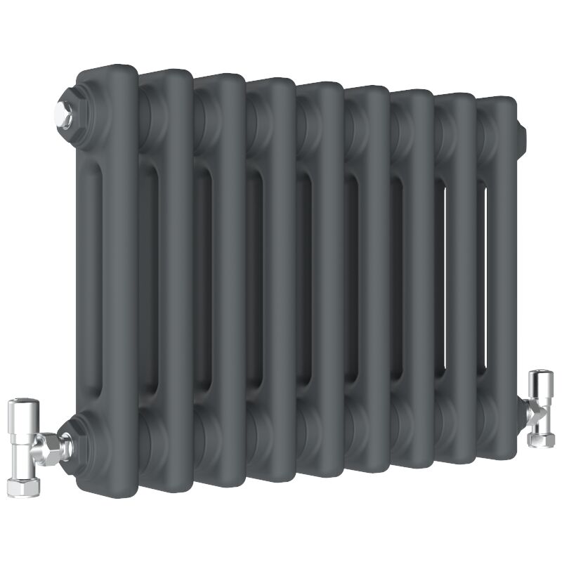 Traditional Radiator Central Heating Rads Cast Iron Style 2 Column Horizontal 300x425mm Anthracite