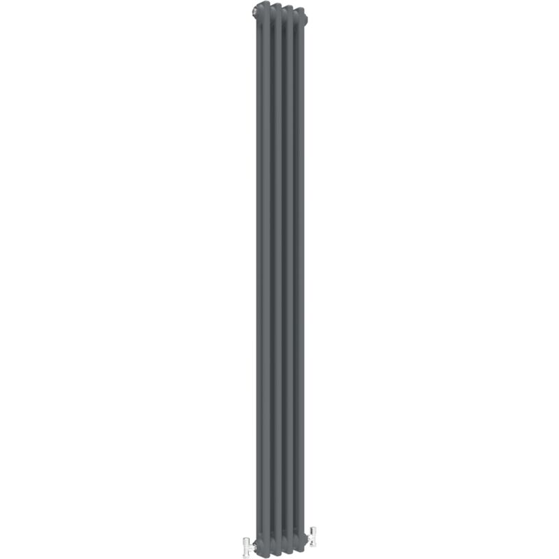 Traditional Radiator Central Heating Rads Cast Iron Style 2 Column Vertical 1800x200mm Anthracite