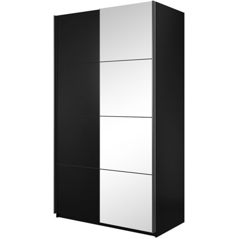 Designerschrank 150cm. 2 Türen mit modulierbaren Spiegeln. Farbe Mattschwarz. Kollektion EOS