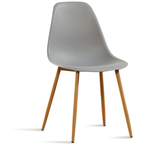 Designetsamaison – Chaise scandinave grise en plastique renforcé – Hauteur 84 cm – Largeur 46 cm – Pieds en métal – Conception épurée pour intérieur moderne
