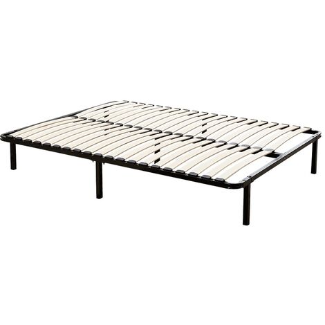 Designetsamaison – Sommier à lattes sur pieds 180x200 cm – 40 lattes en bois – 7 pieds de renfort pour stabilité – Compatible avec matelas 180x200 cm