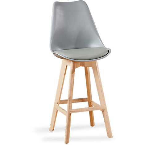 Designetsamaison – Tabouret de bar gris 107 cm – Plastique renforcé – Style nordique – Largeur 49 cm – Profondeur 54 cm – Facile à nettoyer