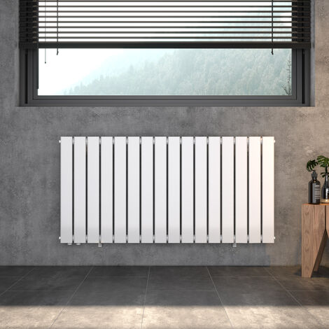 Designheizkörper Paneelheizkörper horizontal weiß für Wohnraum und Bad Höhe 600 mm