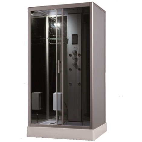Desineo – Cabine de douche Hammam 120 x 90 cm – Verre trempé 5 mm – Panneau de contrôle digital – Fonction Hammam et hydrojets