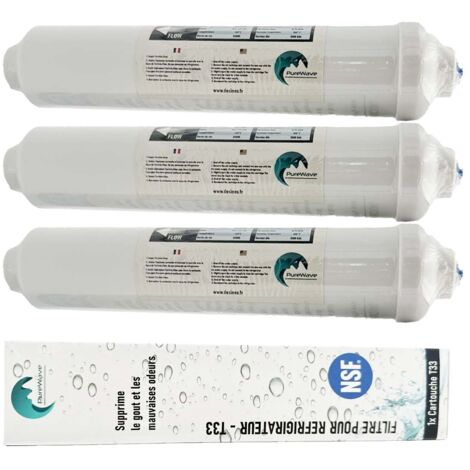 Desineo – Lot de 3 filtres à eau pour réfrigérateur américain – Élimine 97% du chlore – Installation rapide sans outils – Compatible avec Samsung et autres modèles