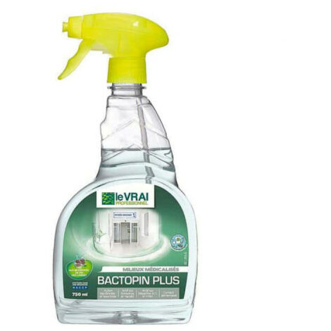 Désinfectant Bactopin Plus 750ml – Efficace contre virus HIV-1 et H1N1 – Pour surfaces médicalisées et collectivités – Prêt à l'emploi – Le Vrai Professionnel