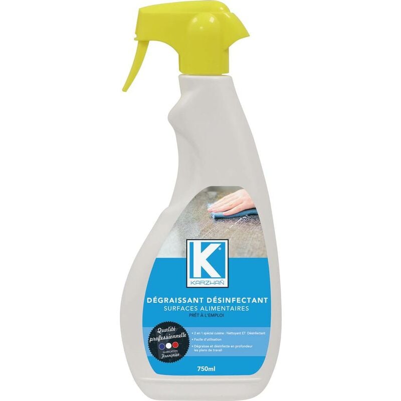 Karzhan - Désinfectant et dégraissant pour surfaces alimentaires - flacon spray 750ml