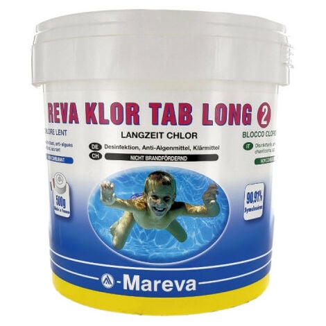 Désinfectant longue durée Reva-Klor tab long 2 MAREVA - 5kg en galets de 500 g - 100180U
