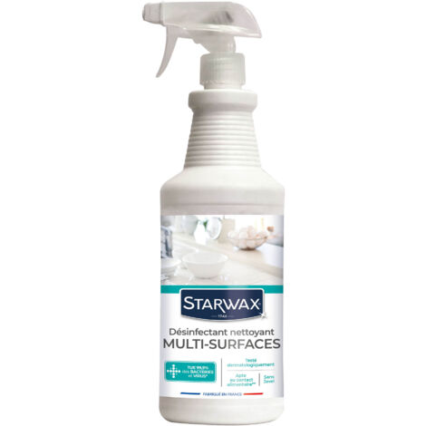 Starwax – Désinfectant nettoyant multi-surfaces 1L – Élimine 99,9% bactéries et virus – Pulvérisateur prêt à l'emploi – Contact alimentaire