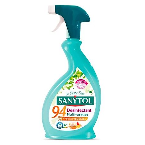 Désinfectant nettoyant multi-usages Sanytol 94 % végétal, agrumes - Spray 500 ml