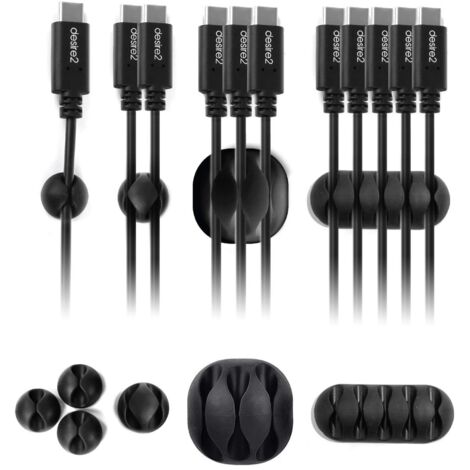 DESIRE2 Lot de 10 clips de rangement de câbles noirs pour câbles 4x1, 2x2, 2x3 et 2x4-AquaForge