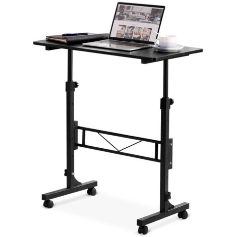 Desk Adjustable Height, Mobile Stand Up Desk with Wheels Small Computer Desks, Home Office Desk, Rolling Desks