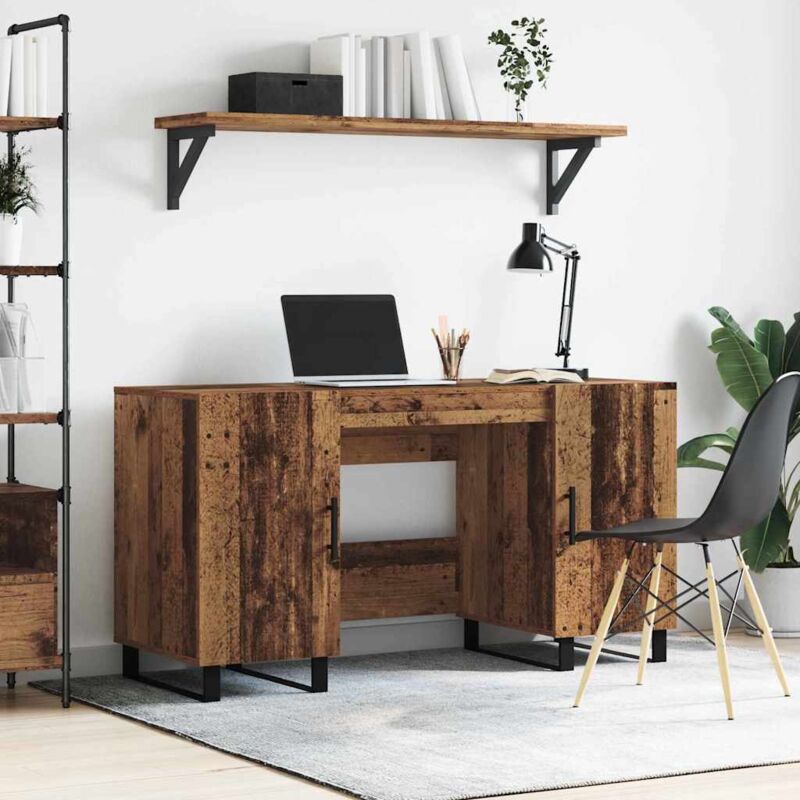 Vidaxl - Desk With Shelf Old Wood 140 X 50 X 75 Cm Engineered Wood