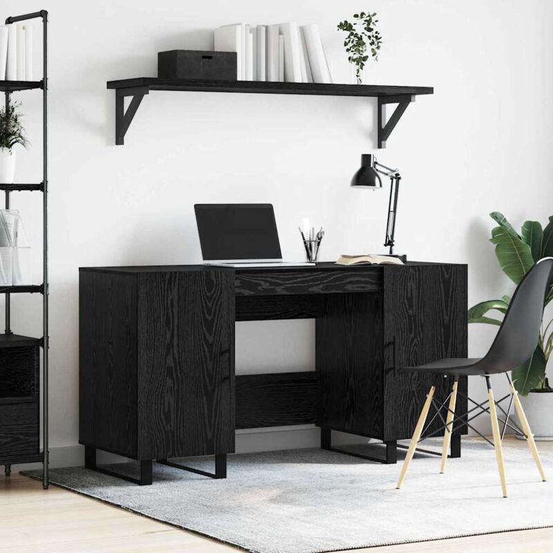 Vidaxl - Desk With Shelf Black Oak 140 X 50 X 75 Cm Engineered Wood