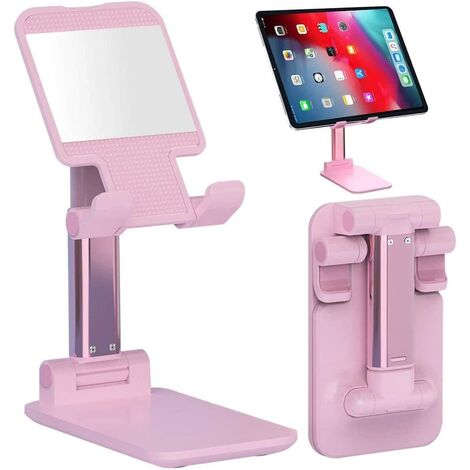 Desk Cell Phone Stand Phone Dock Cradle Holder Stand Adjustable Cell Phone Stand,Angle Height Adjustable Mobile Phone Holder Stand,Foldable Cell Phone Stand Phone/iPad/Kindle/Tablet (Pink)