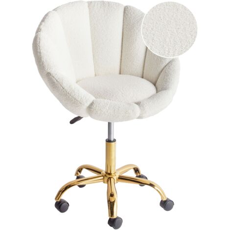Desk Chair ANNABELLE Boucle White