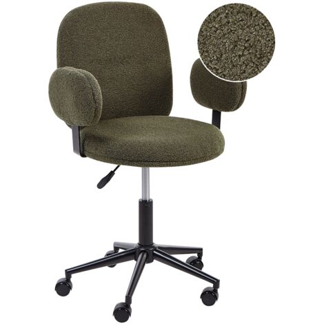 Desk Chair MORAGA Boucle Dark Green