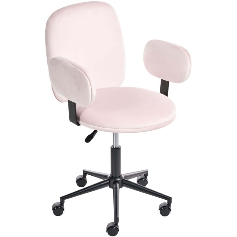 Beliani Office Desk Chair Pastel Pink Velvet Height Adjustable Base Modern Home Office Moraga