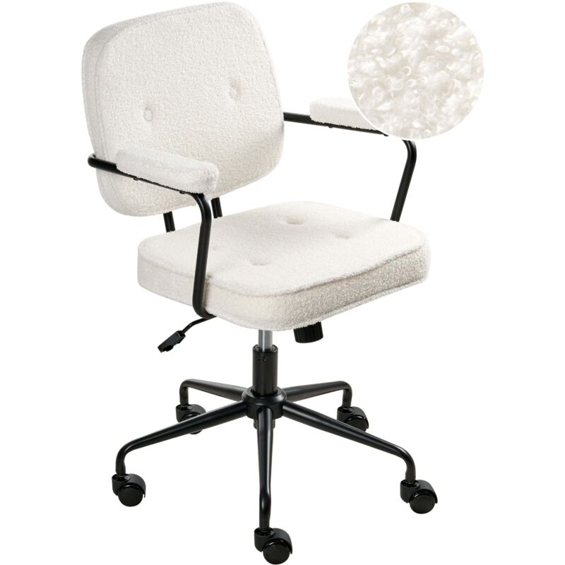 Beliani Desk Chair Pawnee Boucle Off-white