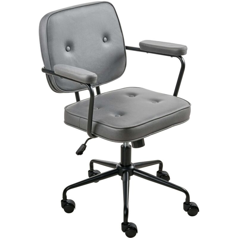 Beliani Desk Chair Pawnee Velvet Grey